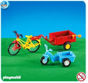 Playmobil 7454 Driewieler en kinderfietsje met aanhanger